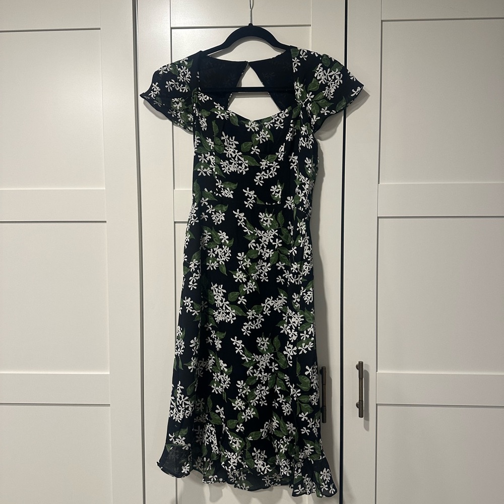 Reformation Black and Green Floral Midi Dress - Picture 2 of 3